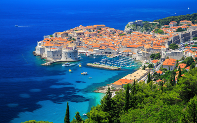Ein Panoramablick auf die ummauerte Stadt, Dubrovnik Kroatien
