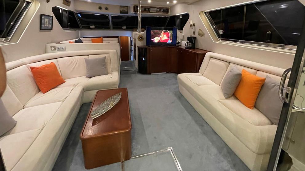 Cabin company on a yacht with large windows