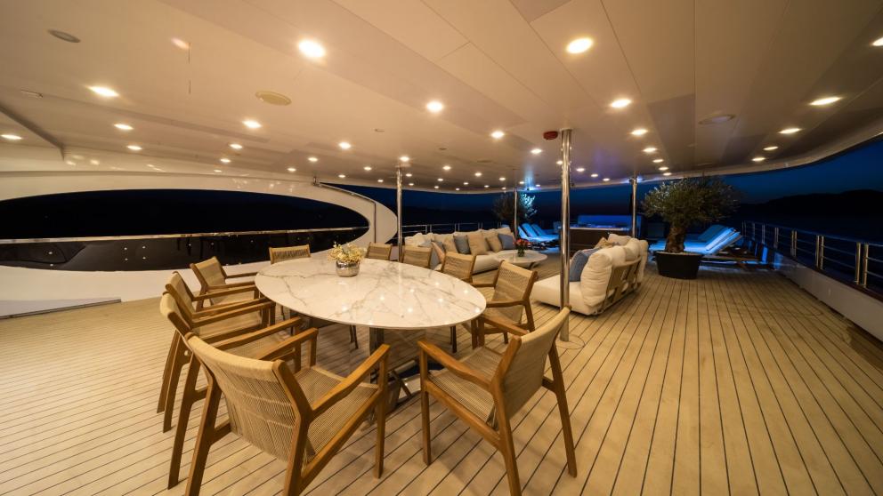 Upper deck seating area of luxury motor yacht Olimp image 3