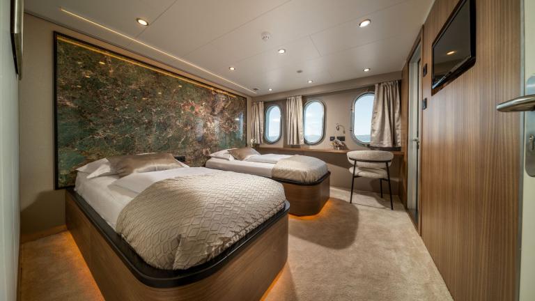 Guest cabin of luxury motor yacht Olimp image 7