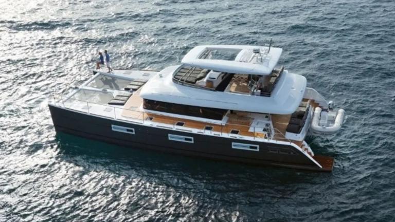 Exterior view of the luxury catamaran Pearly Gates