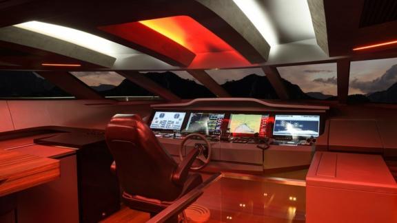 The captain's view of the FX yacht while cruising.
