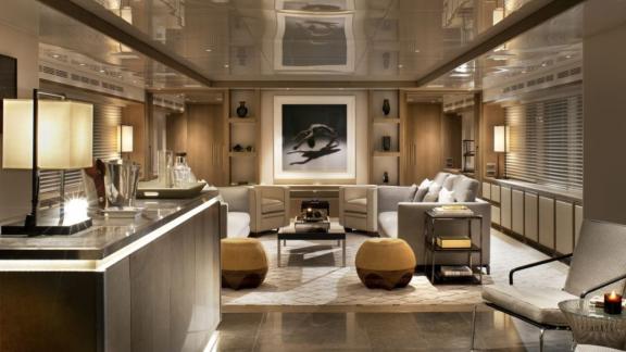 A lounge in the living area is part of the equipment of this luxury yacht